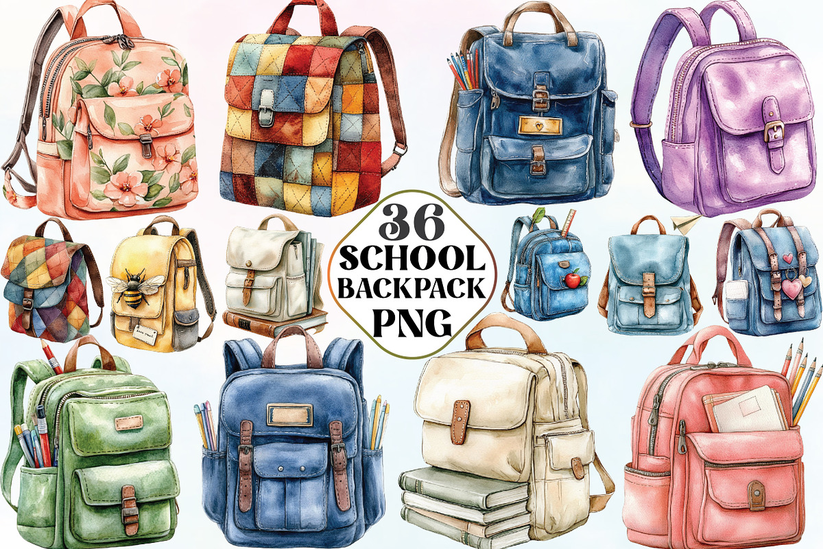 Back To School Backpack Clipart, an Illustration by CraftArtStudio (Photo 1 of 6)