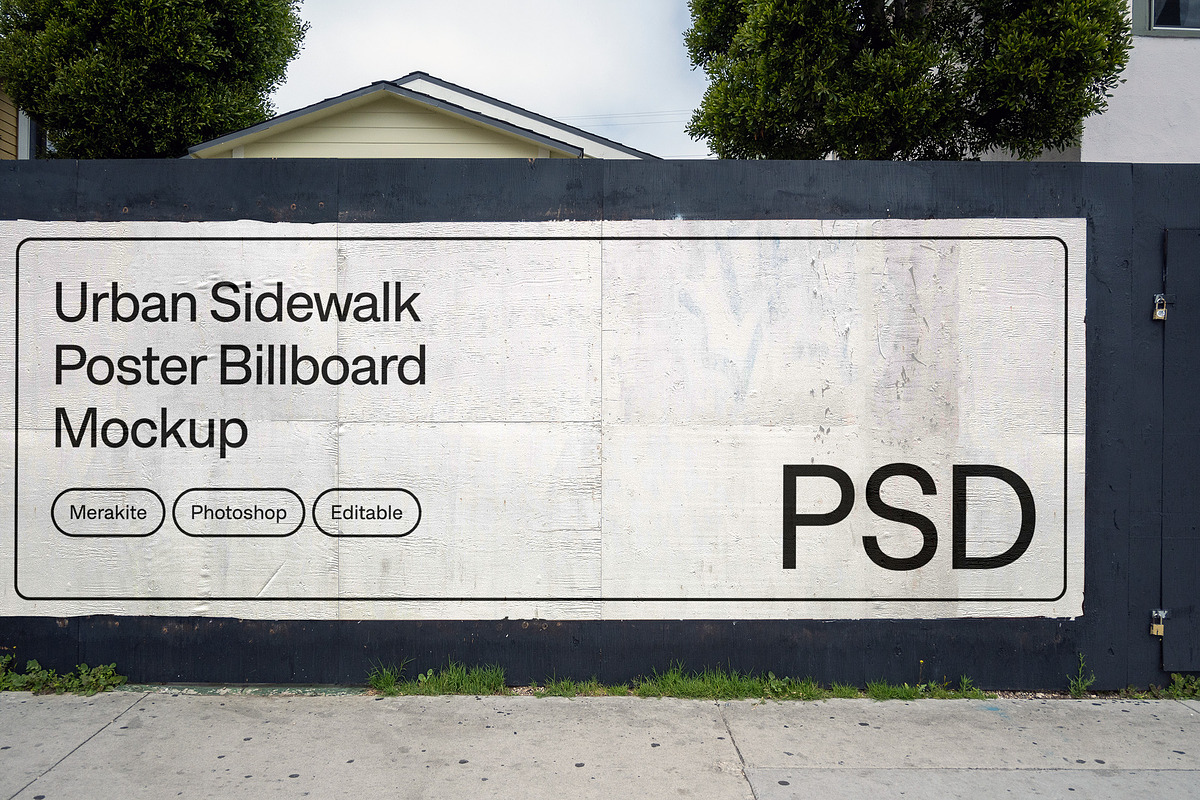 Urban Sidewalk Billboard Mockup PSD, an Advertising Mockup by Area Mockups (Photo 1 of 4)