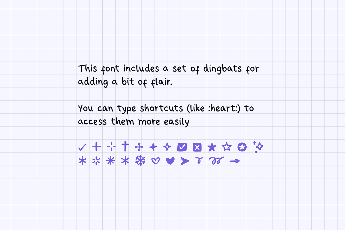 Mimu Hand Handwritten Font +Dingbats, a Handwritten Font by mimu creates (Photo 3 of 7)