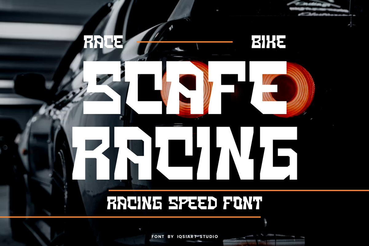 Scafe Racing - Speed Car Font, a Sans Serif Font by Iqsiart Studio (Photo 1 of 7)