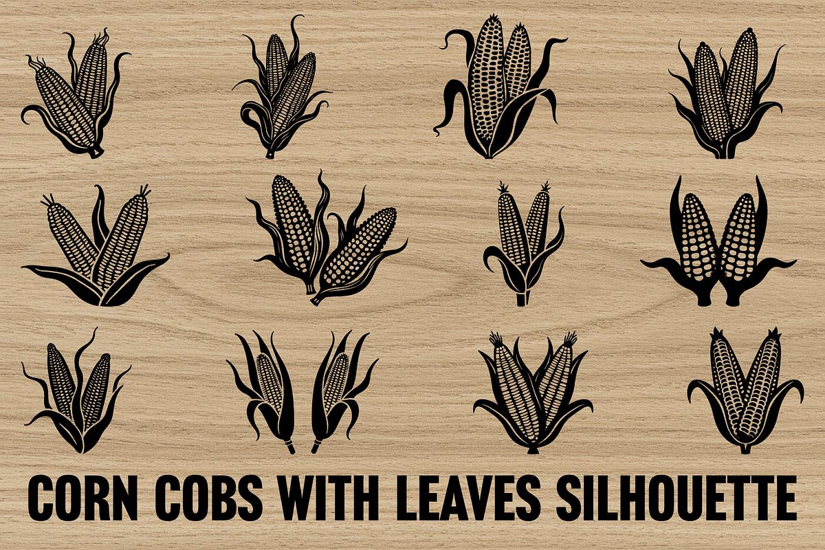 Harvest Corn Cob Black Vector, an Illustration by BIPLOB EXPERT