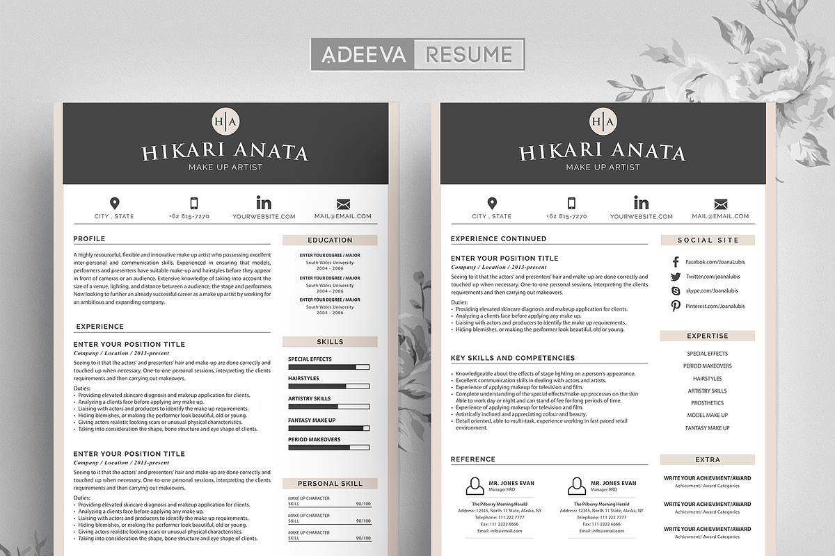 Simple Resume Template Anata, a Resume Template by AdeevaResume (Photo 1 of 4)
