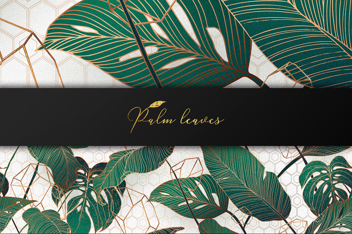 Palm leaves collection in gold, a Texture Illustration by Gluiki (Photo 9 of 11)