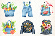 Summer Denim Clipart Bundle, an Illustration by DreamCafeArt (Thumbnail 3 of 6)