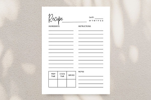 Recipe Template Printable