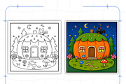 Whimsical Cozy Worlds Coloring Book, a Decorative Illustration by Design Station (Thumbnail 8 of 8)