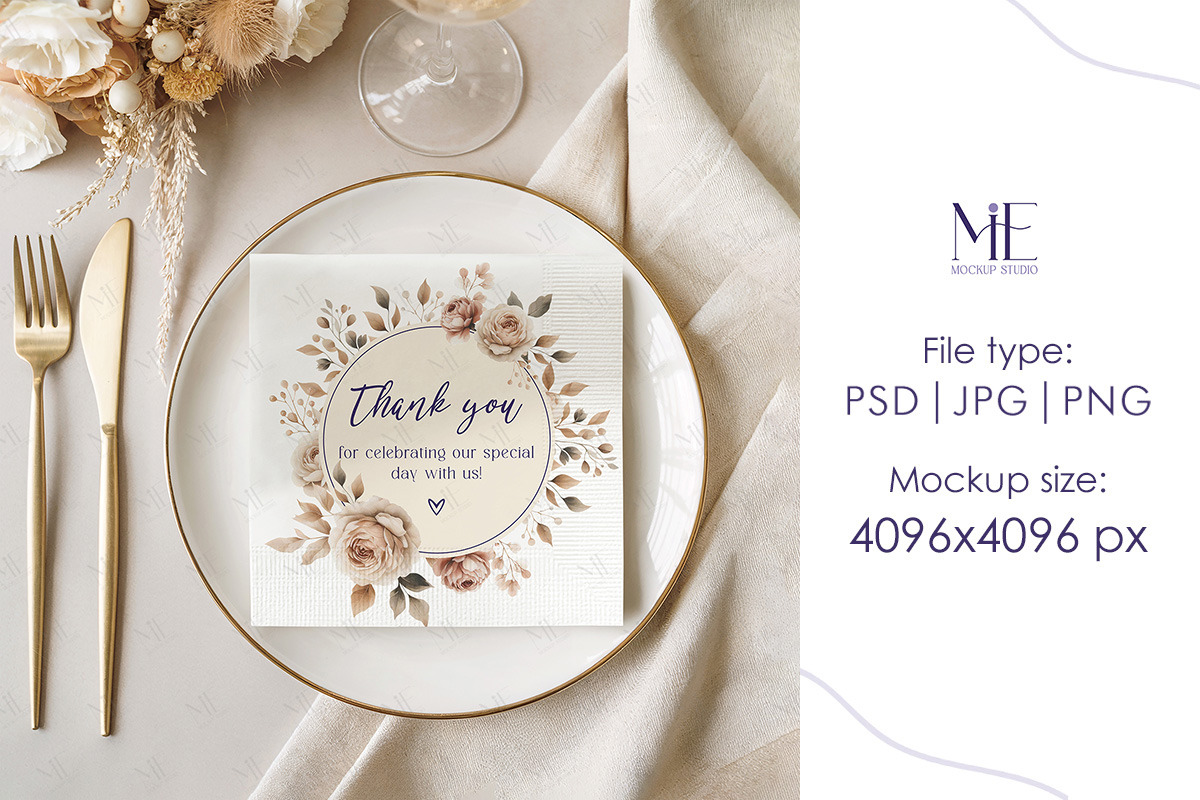 Cocktail Paper Napkin PSD Mockup, a Mockup by Mie Mockup Studio (Photo 4 of 7)