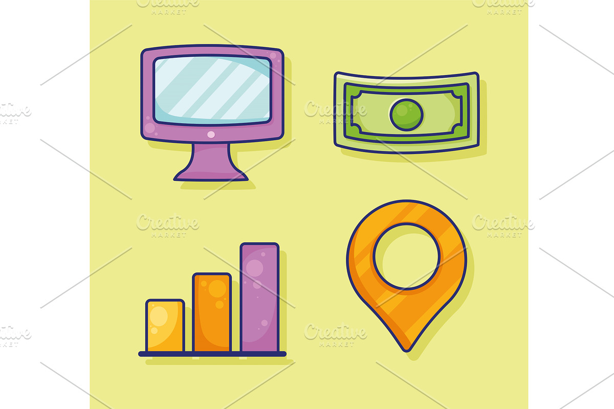 maketing business four items, an Object Illustration by studiogstock