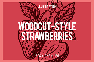 Woodcut-Style Strawberries