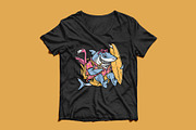 shark holding a surfboard, an Animal Illustration by gunaonedesign (Thumbnail 3 of 5)