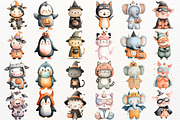 Watercolor Halloween Animals Clipart, an Animal Illustration by SugarCloudStudioArt (Thumbnail 3 of 5)