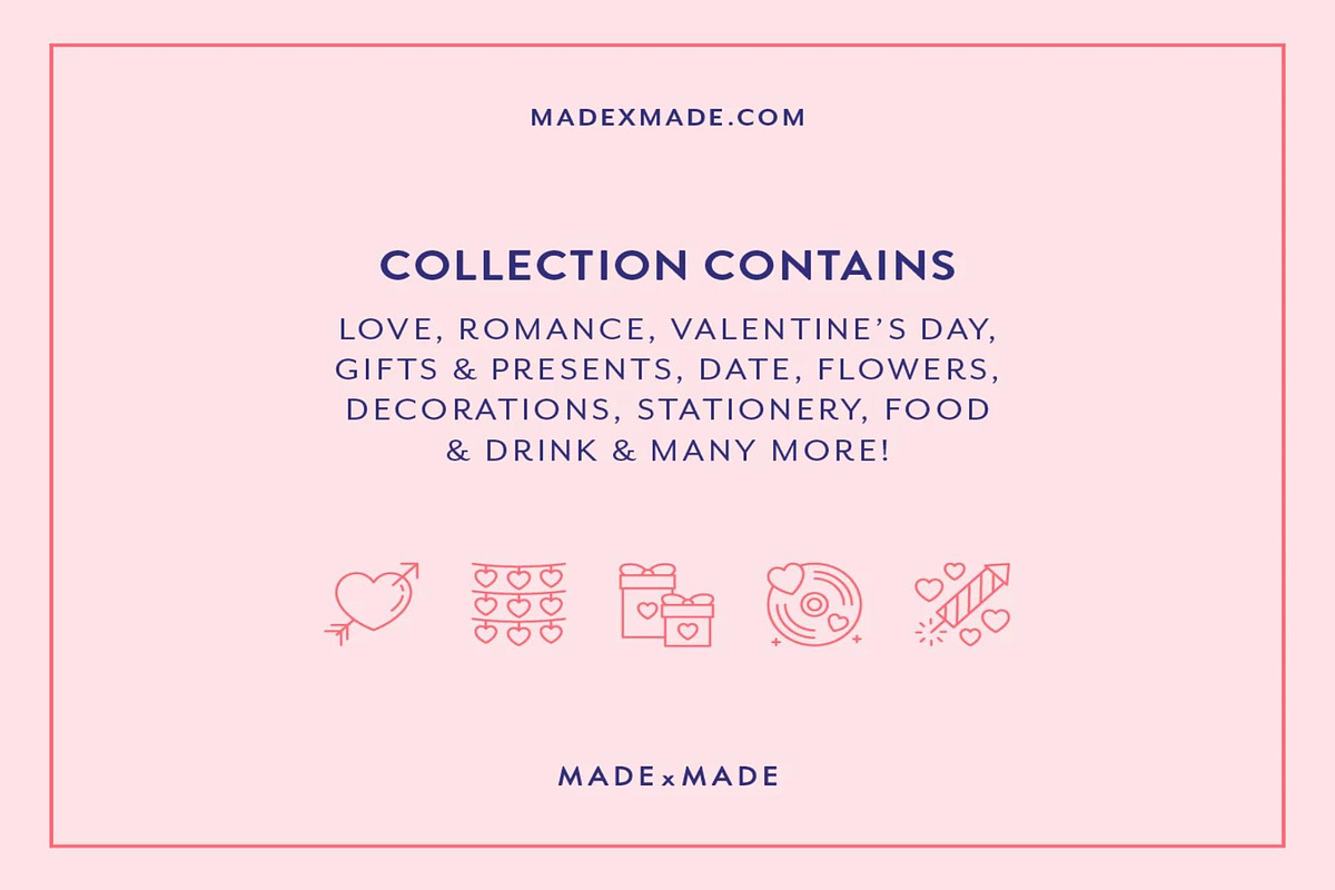 100 Valentine Line Icons, an Outline Icon by Creative Perspective (Photo 1 of 4)