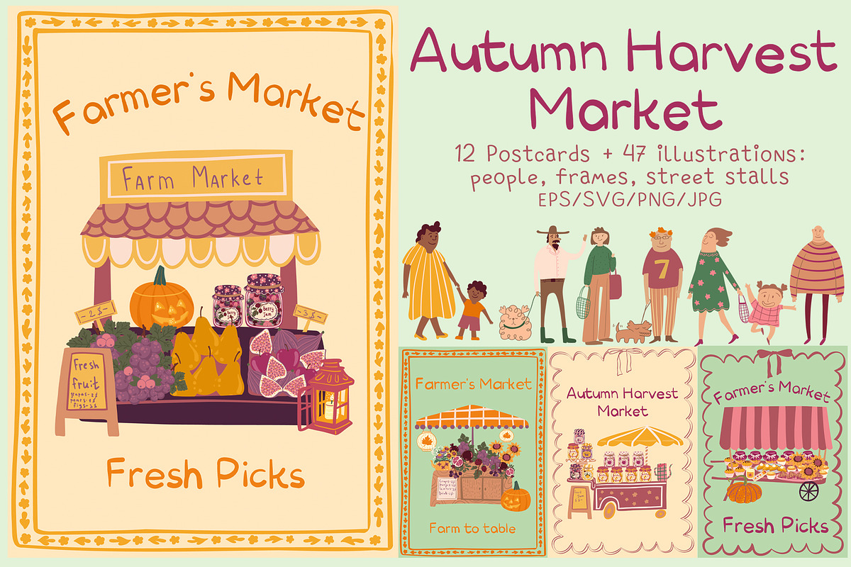 Autumn farm market Postcards Clipart, a Person Illustration by Carpet Tapete Pretzel (Photo 1 of 11)