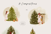 Watercolor Christmas Tree Scenes, a Person Illustration by Jenteva Art (Thumbnail 3 of 15)