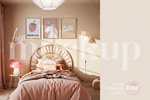 Set of 3 A3 Wood Frames Mockup, a Product Mockup by MoMockups