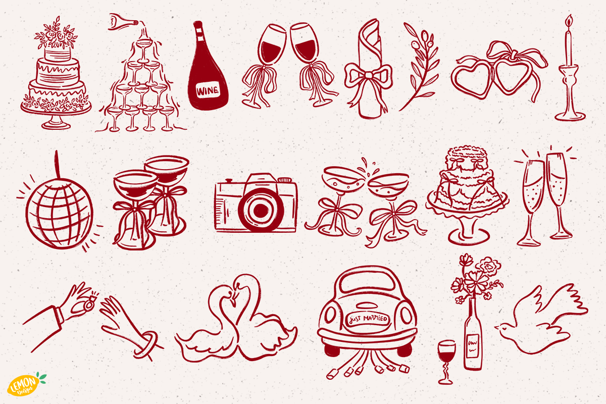 Hand Drawn Wedding PNG Clipart, a Decorative Illustration by LemonDesign (Photo 3 of 4)