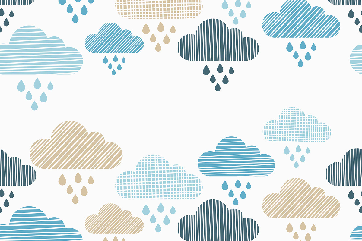 Clouds and rain drops., a Pattern Graphic by Shop seamless patterns