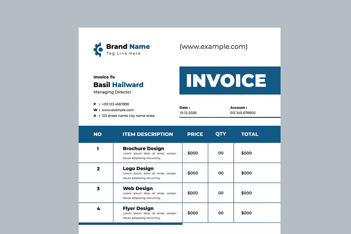 Corporate Invoice Layout, a Stationery Template by MightyDesign (Photo 2 of 7)