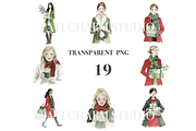 Christmas Woman Clipart Set, a Decorative Illustration by Pati Charm Studio (Thumbnail 3 of 8)