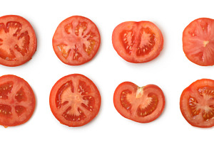 Fresh Tomato Slices Isolated on White Background, a Food & Drink Photo by Davizro's Market
