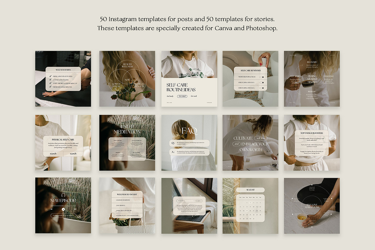 Wellness Instagram Templates Canva, a Social Media Template by Instprofi | Studio Estimo (Photo 3 of 6)