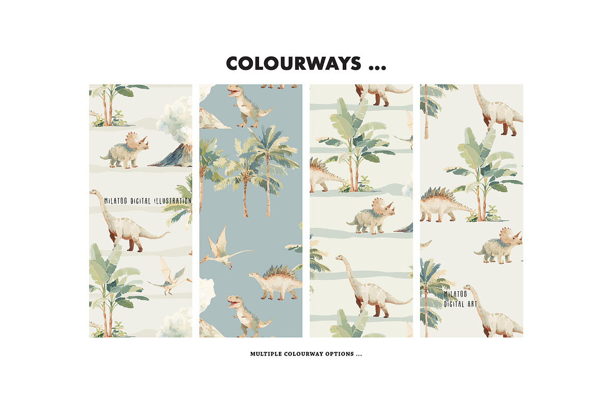 Dinosaur tropical land pattern, a Pattern Graphic by Milatoo (Photo 4 of 4)