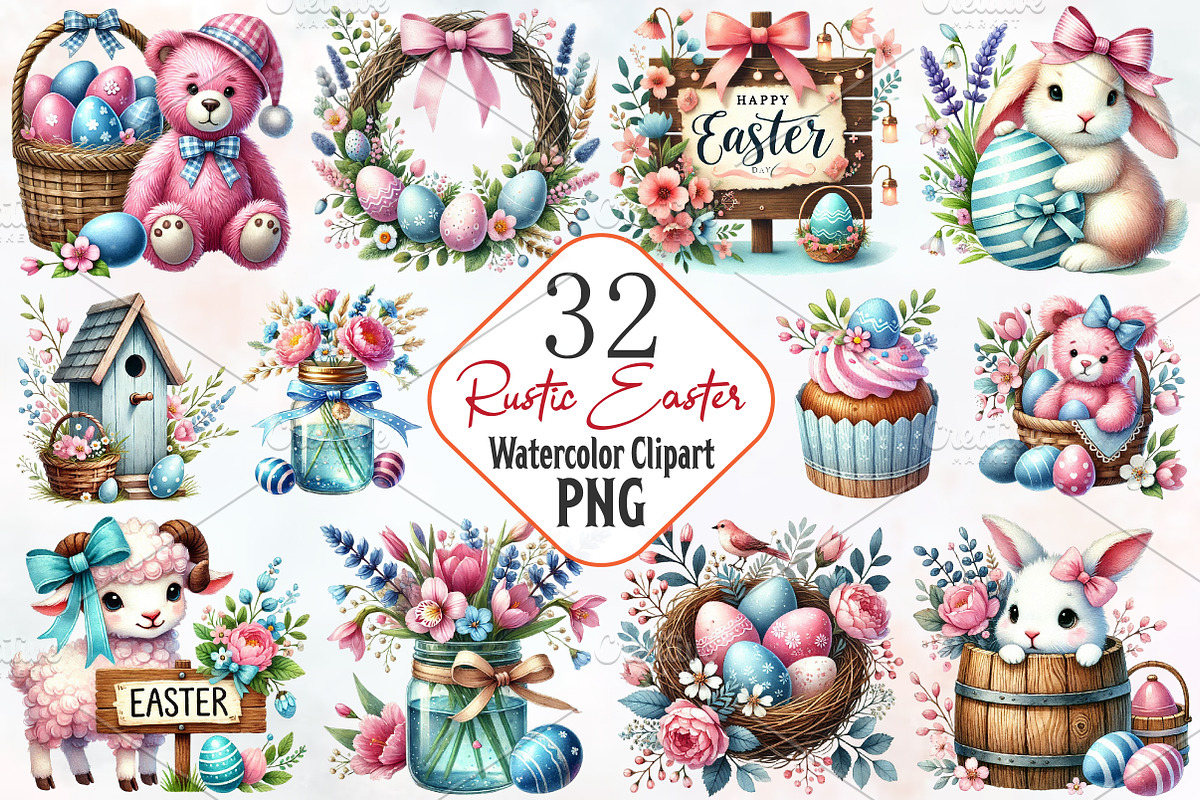Rustic Easter Day Clipart, an Illustration by RobertsArt (Photo 1 of 7)