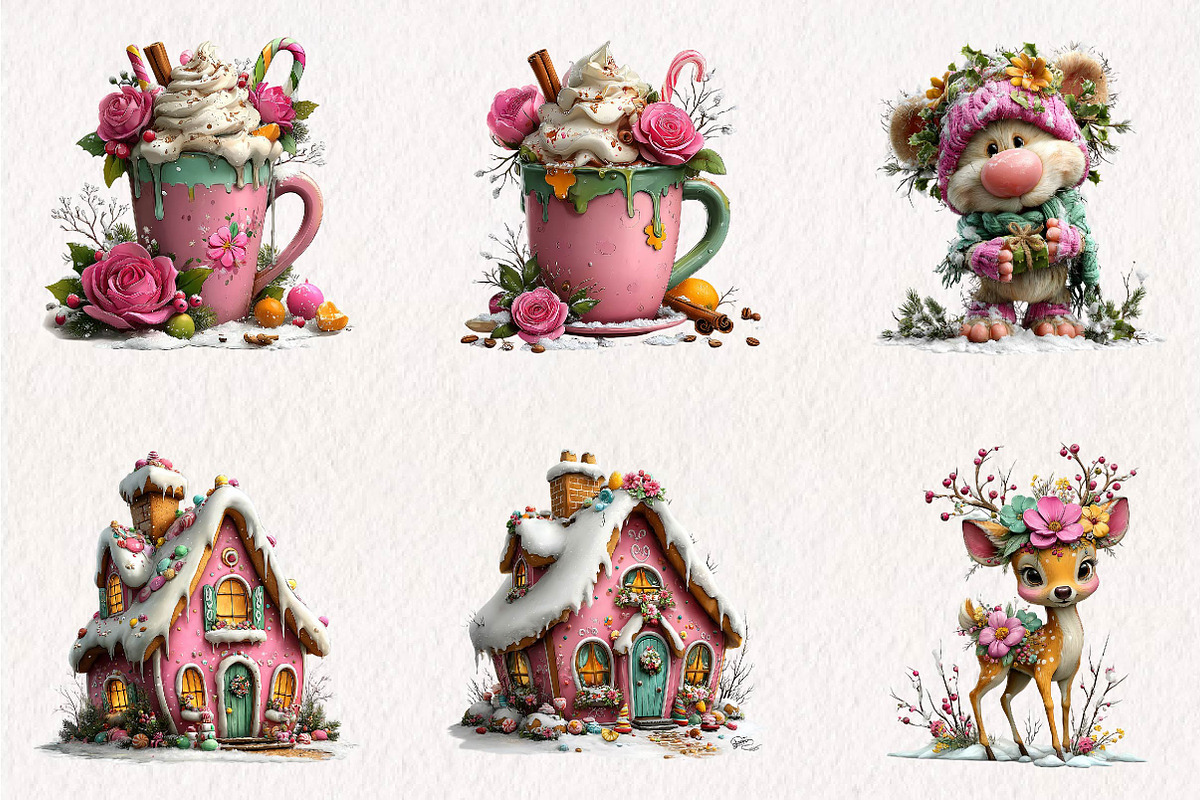Pink Christmas clipart, a Seasonal Illustration by CreationArt (Photo 3 of 7)
