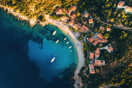 Stunning aerial view of Assos villag, a Photo by Iftikhar Alam