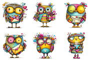 Whimsical Valentine Owl Clipart, an Illustration by designcity5 (Thumbnail 2 of 5)