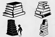 Book Stacks Silhouette SVG, an Education Illustration by newminddesign (Thumbnail 1 of 3)