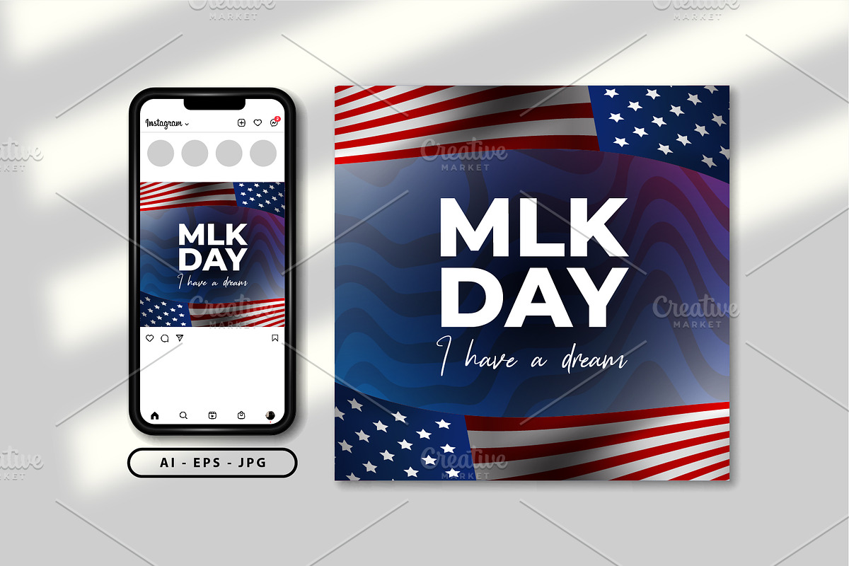Martin Luther king day themed design, a Poster Template by Vervenaaa3
