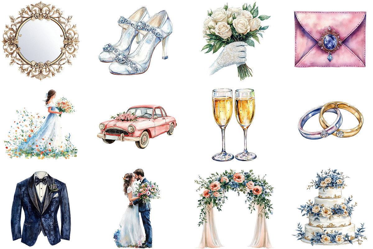 Luxury Wedding Clipart Bundle, an Illustration by Pixels.Craft (Photo 2 of 7)