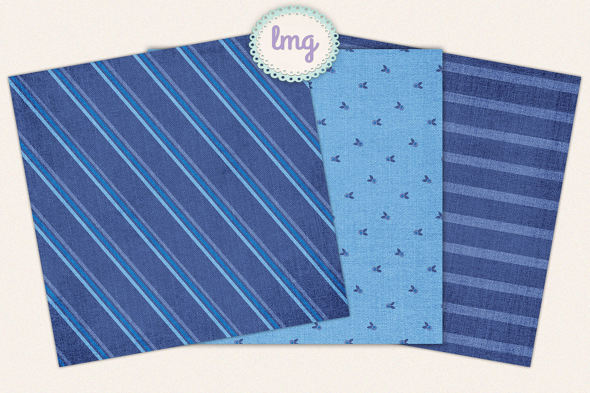 Blue Jean Digital Scrapbook Papers, a Pattern Graphic by Lavender Mint Graphics (Photo 5 of 5)