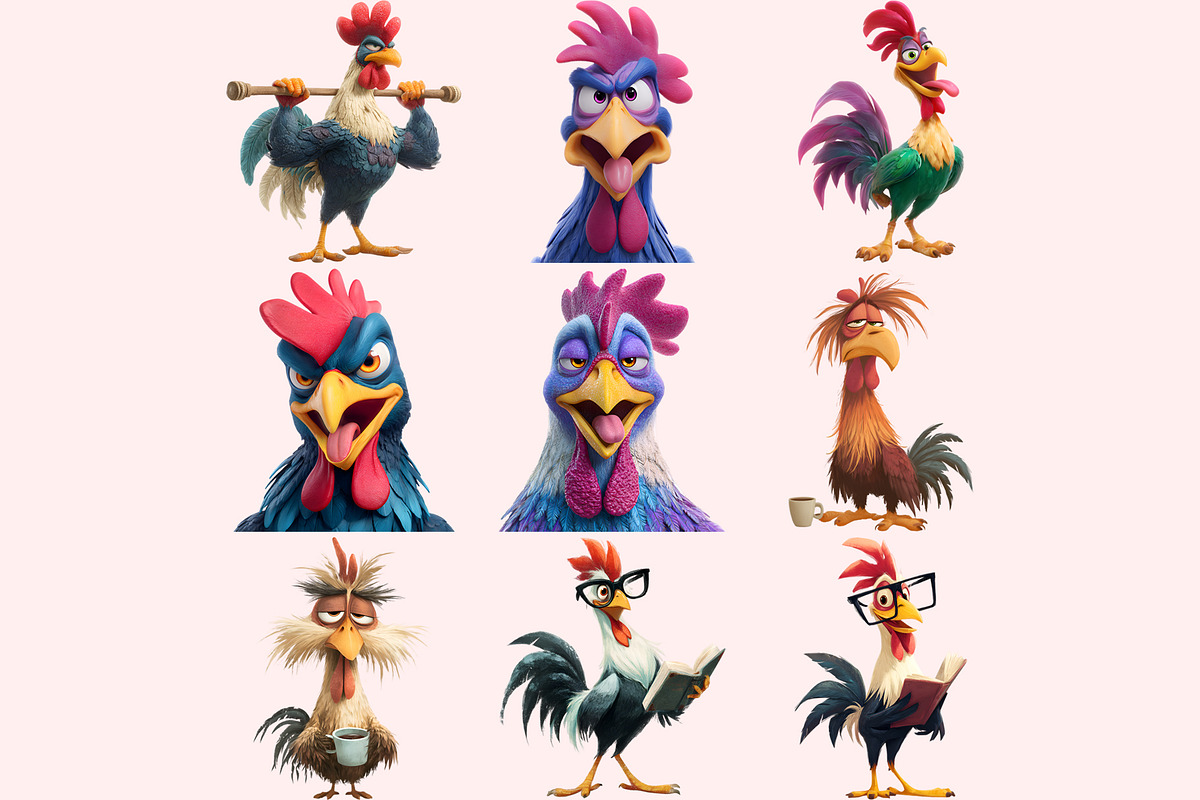 Rooster PNG Clipart Bundle, a Graphic by M9 Design (Photo 5 of 9)