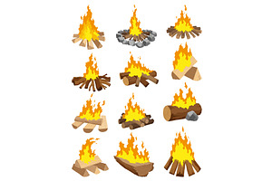 Fireplace campfire different, an Object Illustration by Things for designers