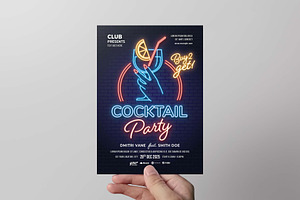 Neon Cocktail Party Flyer Template