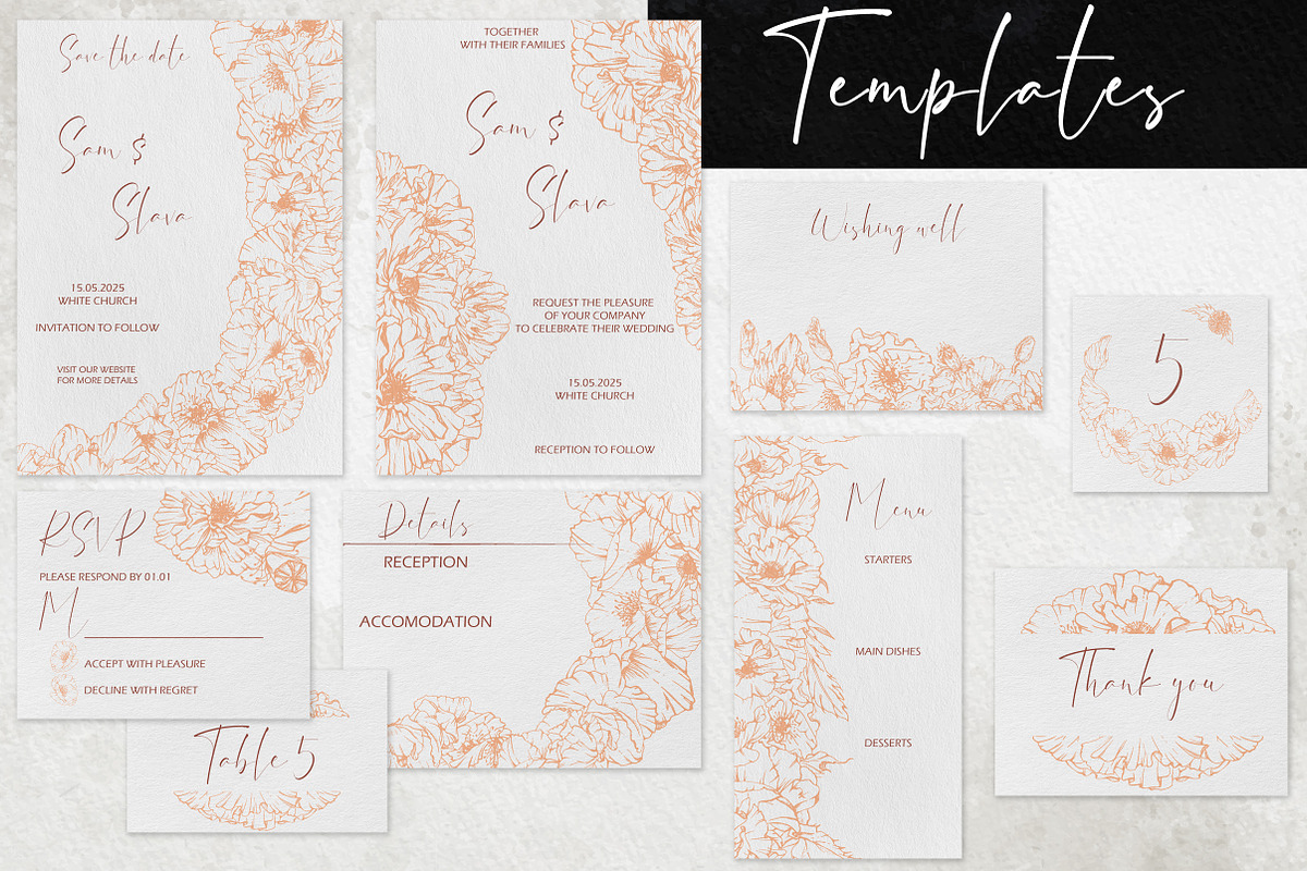 Peach fuzz wedding: Passionate poppy, a Stationery Template by MsFlaffy (Photo 6 of 8)