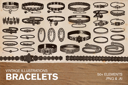 50+ Vintage Illustrations Bracelets
