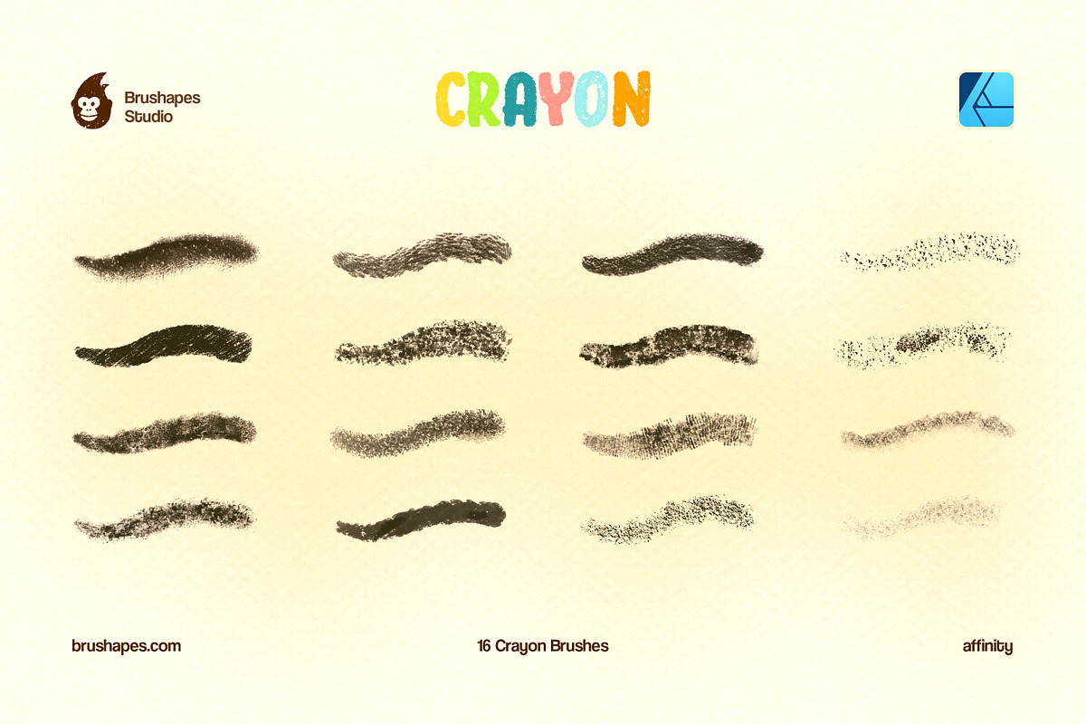 Joyful Crayon Affinity Brushes, a Brush Add-On by brushapes.com (Photo 8 of 10)