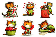 Valentines Whimsical Cats Clipart, an Illustration by Dream Creation (Thumbnail 4 of 6)