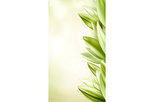 Elegant green leaves on soft, an Object Illustration by Lermont51