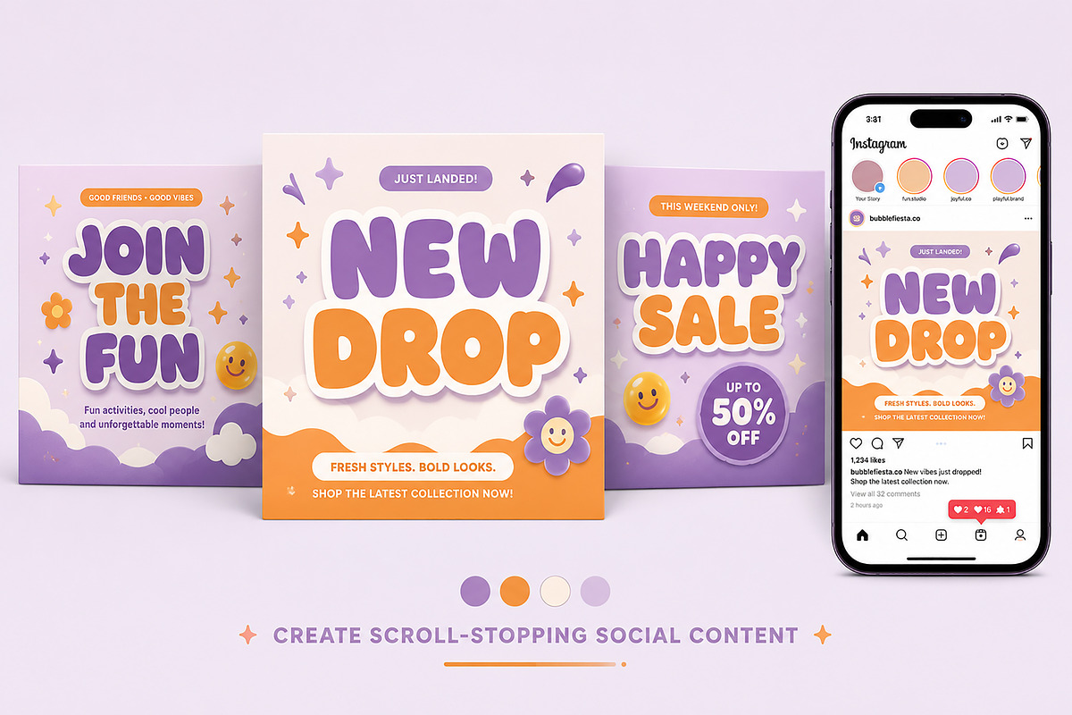 Bubble Fiesta – Bold Display Font, a Script Font by Wow Magic (Photo 2 of 5)