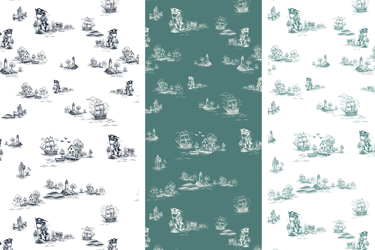 Refined Pirate Toile de Jouy Print, a Background Graphic by Hughes Studio (Photo 8 of 8)