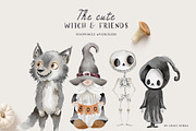Cute Halloween watercolor clipart, a Seasonal Illustration by Grace Noboa Illustrations (Thumbnail 2 of 12)