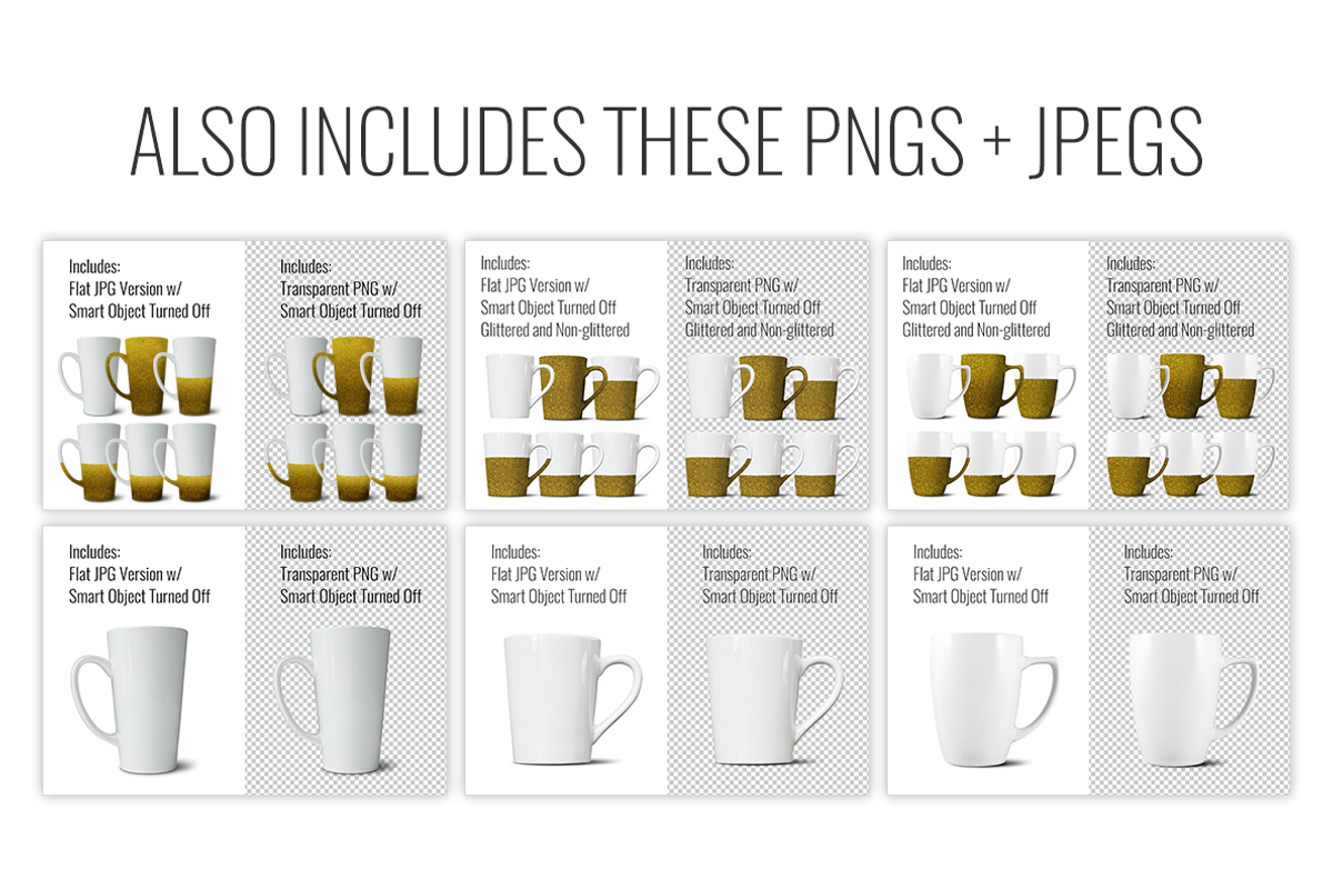 White Mug Bundle - Latte, 14oz, 12oz, a Product Mockup by SarahDesign (Photo 4 of 7)