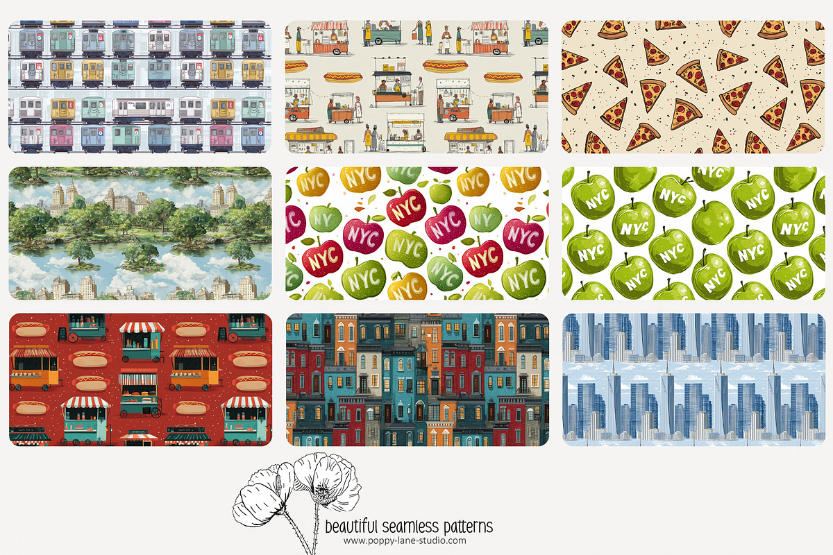 70 New York City seamless pattern, a Pattern Graphic by Poppy Lane Studio (Photo 3 of 10)