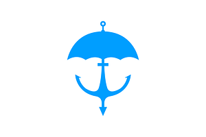 anchor with umbrella logo design, a Branding & Logo Template by devastd