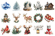 North Christmas Watercolor Clipart, an Illustration by Daily.Designs (Thumbnail 3 of 3)