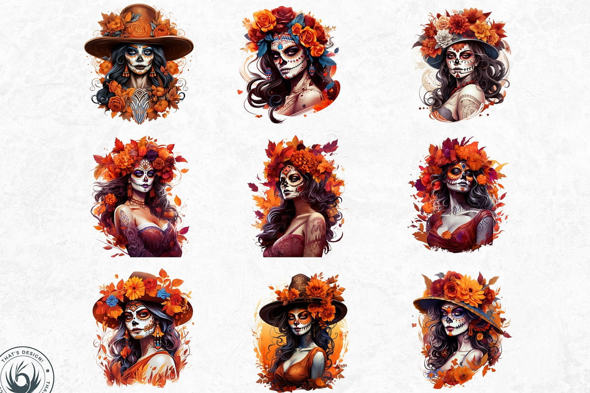 La Catrina Day of the Dead Clipart, a Person Illustration by ThatsDesignArt (Photo 4 of 10)